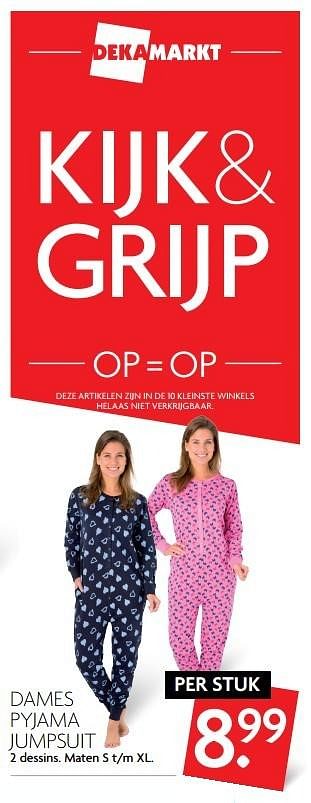 Aanbiedingen Dames pyjama jumpsuit - Huismerk - Deka Markt - Geldig van 29/01/2017 tot 04/02/2017 bij Deka Markt