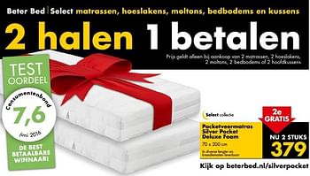 Aanbiedingen Pocketveermatras silver pocket deluxe foam - Huismerk - Beter Bed - Geldig van 30/01/2017 tot 05/02/2017 bij Beter Bed