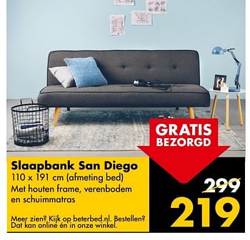 Aanbiedingen Slaapbank san diego - Huismerk - Beter Bed - Geldig van 30/01/2017 tot 05/02/2017 bij Beter Bed