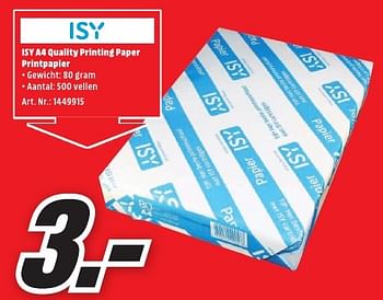Aanbiedingen Isy a4 quality printing paper printpapier - ISY - Geldig van 30/01/2017 tot 05/02/2017 bij Media Markt