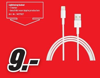 Aanbiedingen Lightning kabel - Apple - Geldig van 30/01/2017 tot 05/02/2017 bij Media Markt