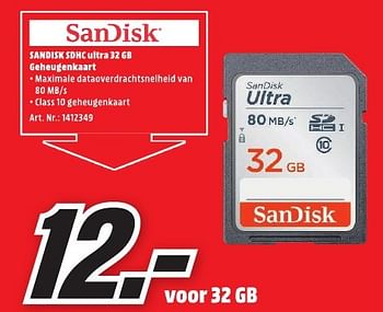 Aanbiedingen Sandisk sdhc ultra 32 gb - Sandisk - Geldig van 30/01/2017 tot 05/02/2017 bij Media Markt
