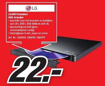 Aanbiedingen Lg gp57 branders dvd-brander - LG - Geldig van 30/01/2017 tot 05/02/2017 bij Media Markt
