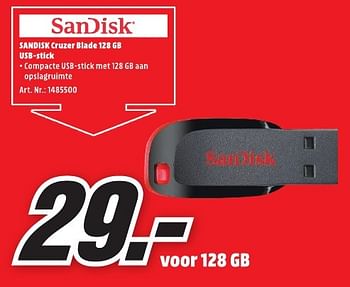 Aanbiedingen Sandisk cruzer blade 128 gb - Sandisk - Geldig van 30/01/2017 tot 05/02/2017 bij Media Markt