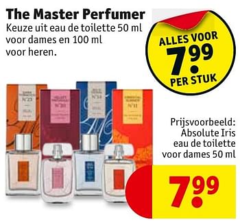 Aanbiedingen Absolute iris eau de toilette voor dames - The Master Perfumer - Geldig van 24/01/2017 tot 05/02/2017 bij Kruidvat