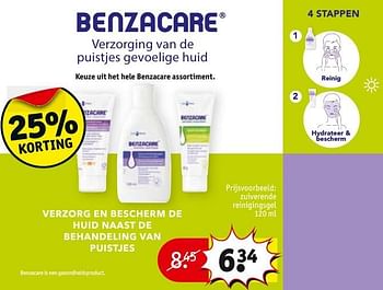 Aanbiedingen Zuiverende reinigingsgel - Benzacare - Geldig van 24/01/2017 tot 05/02/2017 bij Kruidvat