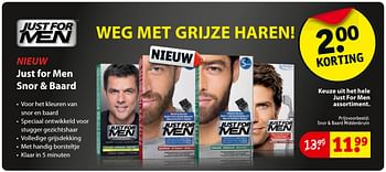 Aanbiedingen Snor + baard middenbruin - Just for Men - Geldig van 24/01/2017 tot 05/02/2017 bij Kruidvat