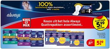 Aanbiedingen Always quattropakken - Always - Geldig van 24/01/2017 tot 05/02/2017 bij Kruidvat