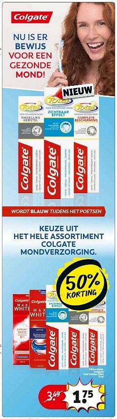 Aanbiedingen Colgate tandpasta total zichtbaar effect - Colgate - Geldig van 31/01/2017 tot 05/02/2017 bij Kruidvat
