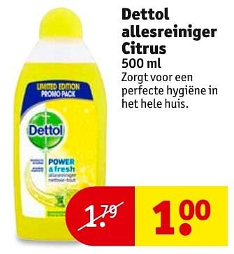 Aanbiedingen Dettol allesreiniger citrus - Dettol - Geldig van 31/01/2017 tot 05/02/2017 bij Kruidvat