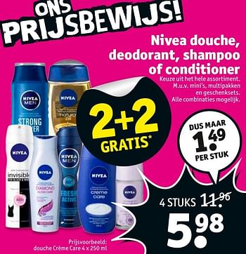 Aanbiedingen Nivea douche, deodorant, shampoo of conditioner - Nivea - Geldig van 31/01/2017 tot 05/02/2017 bij Kruidvat