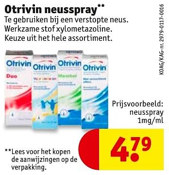 Aanbiedingen Otrivin neusspray - Otrivin - Geldig van 31/01/2017 tot 05/02/2017 bij Kruidvat
