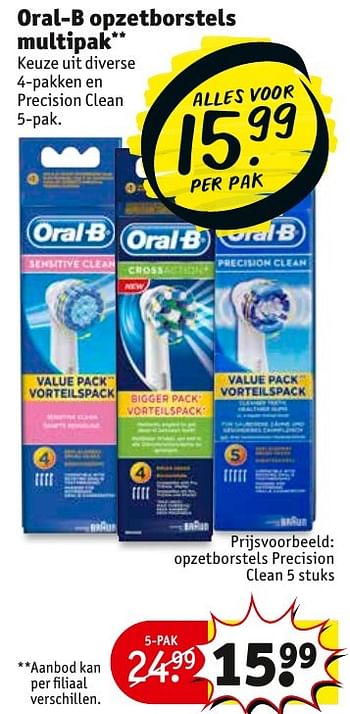 Aanbiedingen Oral-b opzetborstels multipak - Oral-B - Geldig van 31/01/2017 tot 05/02/2017 bij Kruidvat