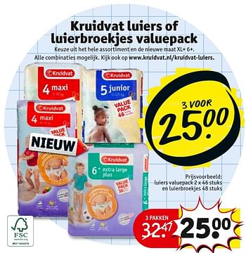 Aanbiedingen Kruidvat luiers of luierbroekjes valuepack - Huismerk - Kruidvat - Geldig van 31/01/2017 tot 05/02/2017 bij Kruidvat