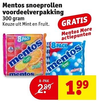 Aanbiedingen Mentos snoeprollen voordeelverpakking - Mentos - Geldig van 31/01/2017 tot 05/02/2017 bij Kruidvat