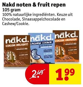 Aanbiedingen Nakd noten + fruit repen - NÃ¡kd - Geldig van 31/01/2017 tot 05/02/2017 bij Kruidvat