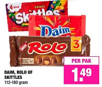 Aanbiedingen Daim, rolo of skittles - Nestlé - Geldig van 31/01/2017 tot 06/02/2017 bij Big Bazar