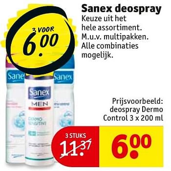 Aanbiedingen Sanex deospray - Sanex - Geldig van 31/01/2017 tot 05/02/2017 bij Kruidvat
