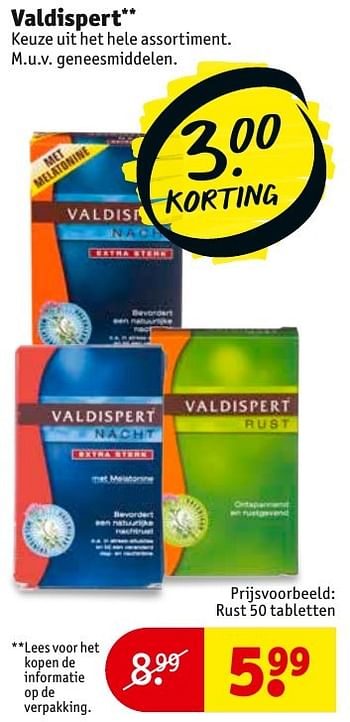 Aanbiedingen Valdispert rust 50 tabletten - Valdispert - Geldig van 31/01/2017 tot 05/02/2017 bij Kruidvat