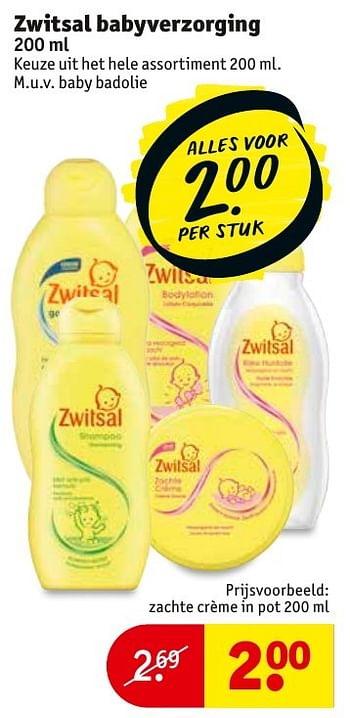 Aanbiedingen Zwitsal babyverzorging - Zwitsal - Geldig van 31/01/2017 tot 05/02/2017 bij Kruidvat