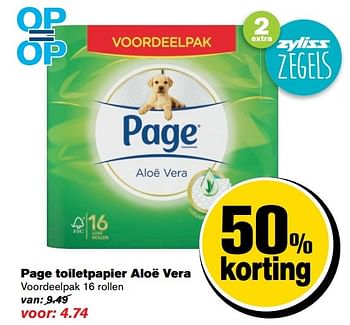 Aanbiedingen Page toiletpapier aloë vera - Page - Geldig van 01/02/2017 tot 07/03/2017 bij Hoogvliet