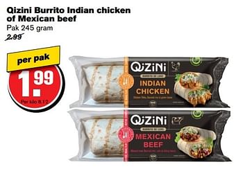 Aanbiedingen Qizini burrito indian chicken of mexican beef - Qizini - Geldig van 01/02/2017 tot 07/03/2017 bij Hoogvliet