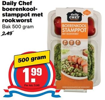 Aanbiedingen Daily chef boerenkoolstamppot met rookworst - Daily chef - Geldig van 01/02/2017 tot 07/03/2017 bij Hoogvliet