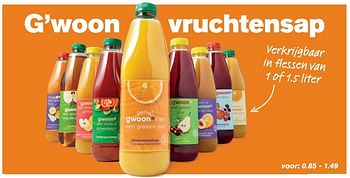 Aanbiedingen G`woon vruchtensap - Gâ€™woon - Geldig van 01/02/2017 tot 07/03/2017 bij Hoogvliet