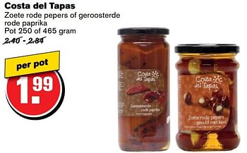Aanbiedingen Costa del tapas zoete rode pepers of geroosterde rode paprika - Costa del tapas - Geldig van 01/02/2017 tot 07/03/2017 bij Hoogvliet