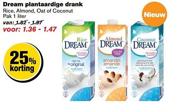 Aanbiedingen Dream plantaardige drank - Dream Drinks - Geldig van 01/02/2017 tot 07/03/2017 bij Hoogvliet