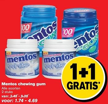 Aanbiedingen Mentos chewing gum - Mentos - Geldig van 01/02/2017 tot 07/03/2017 bij Hoogvliet