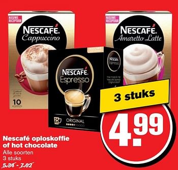 Aanbiedingen Nescafé oploskoffie of hot chocolate - Nescafe - Geldig van 01/02/2017 tot 07/03/2017 bij Hoogvliet