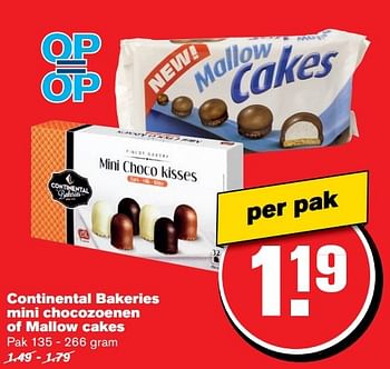 Aanbiedingen Continental bakeries mini chocozoenen of mallow cakes - Continental Bakeries - Geldig van 01/02/2017 tot 07/03/2017 bij Hoogvliet