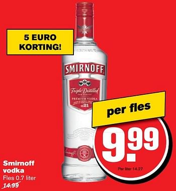 Aanbiedingen Smirnoff vodka - Smirnoff - Geldig van 01/02/2017 tot 07/03/2017 bij Hoogvliet