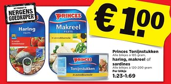 Aanbiedingen Princes tonijnstukken haring, makreel of sardines - Princes - Geldig van 05/03/2017 tot 11/03/2017 bij Plus