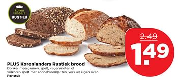 Aanbiedingen Plus korenlanders rustiek brood - Huismerk - Plus - Geldig van 05/03/2017 tot 11/03/2017 bij Plus