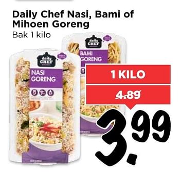 Aanbiedingen Daily chef nasi, bami of mihoen goreng - Daily chef - Geldig van 05/02/2017 tot 11/02/2017 bij Vomar