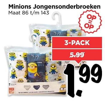 Aanbiedingen Minions jongensonderbroeken - Minions - Geldig van 05/02/2017 tot 11/02/2017 bij Vomar