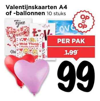 Aanbiedingen Valentijnskaarten a4 of -ballonnen - Huismerk Vomar - Geldig van 05/02/2017 tot 11/02/2017 bij Vomar