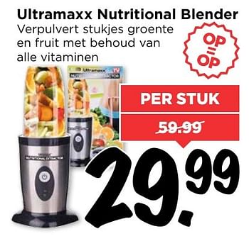 Aanbiedingen Ultramaxx nutritional blender - Ultramaxx - Geldig van 05/02/2017 tot 11/02/2017 bij Vomar