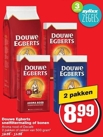 Aanbiedingen Douwe egberts snelfi ltermaling of bonen - Douwe Egberts - Geldig van 08/02/2017 tot 14/02/2017 bij Hoogvliet