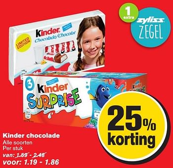 Aanbiedingen Kinder chocolade - Kinder - Geldig van 08/02/2017 tot 14/02/2017 bij Hoogvliet