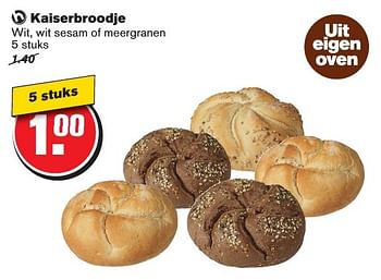 Aanbiedingen Kaiserbroodje wit, wit sesam of meergranen - Huismerk - Hoogvliet - Geldig van 08/02/2017 tot 14/02/2017 bij Hoogvliet