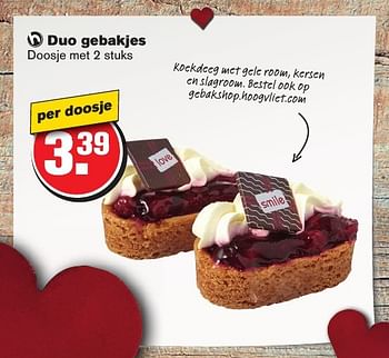 Aanbiedingen Duo gebakjes - Huismerk - Hoogvliet - Geldig van 08/02/2017 tot 14/02/2017 bij Hoogvliet