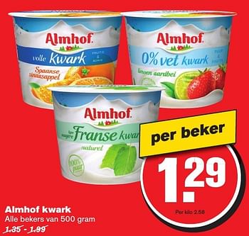 Aanbiedingen Almhof kwark - Almhof - Geldig van 08/02/2017 tot 14/02/2017 bij Hoogvliet