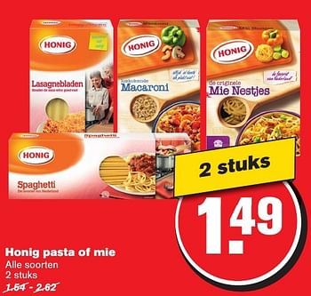 Aanbiedingen Honig pasta of mie - Honig - Geldig van 08/02/2017 tot 14/02/2017 bij Hoogvliet