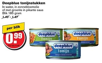 Aanbiedingen Deepblue tonijnstukken - Deepblue - Geldig van 08/02/2017 tot 14/02/2017 bij Hoogvliet