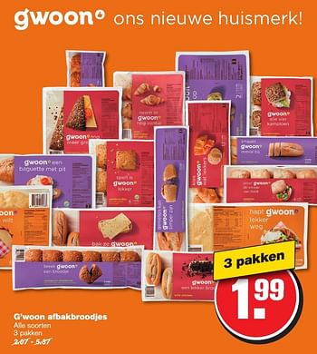 Aanbiedingen G`woon afbakbroodjes - Gâ€™woon - Geldig van 08/02/2017 tot 14/02/2017 bij Hoogvliet