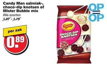 Aanbiedingen Candy man salmiak-, choco-dip knotsen of mister bubble mix - Candy Man - Geldig van 08/02/2017 tot 14/02/2017 bij Hoogvliet