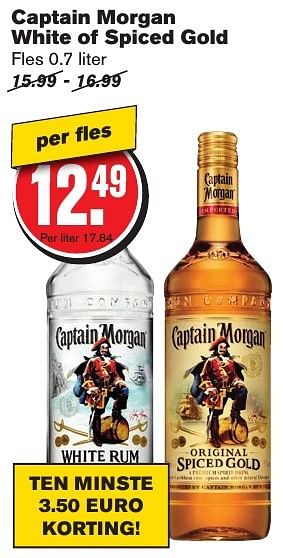 Aanbiedingen Captain morgan white of spiced gold - Captain Morgan - Geldig van 08/02/2017 tot 14/02/2017 bij Hoogvliet